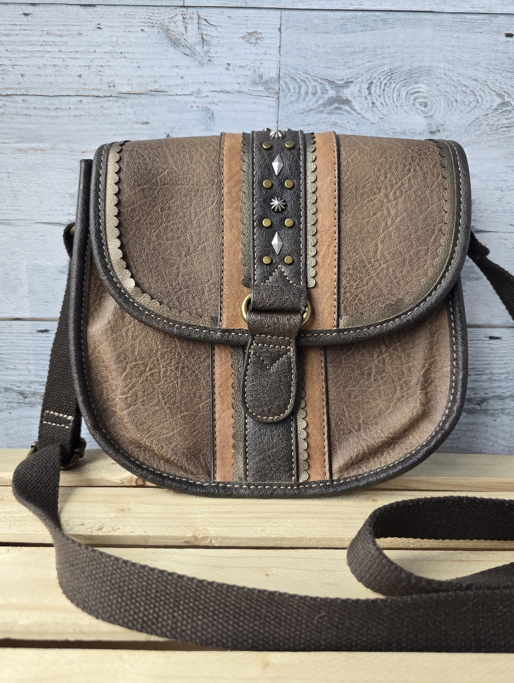 Justin Conceal Carry Leather Crossbody Purse Bag Woodland Brown Western Cowgirl